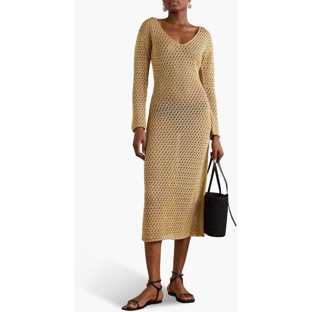 Savannah Morrow Winona open-knit Pima cotton midi dress NEW NWT